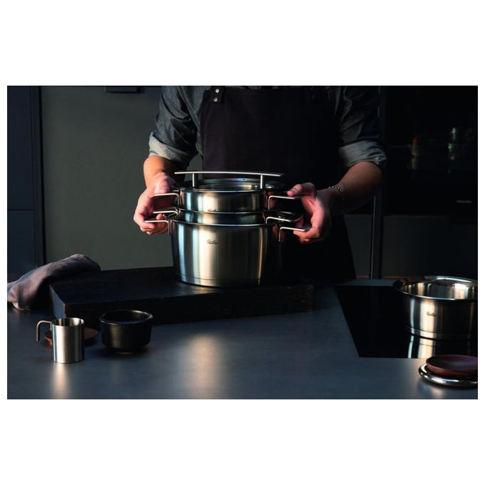 Fissler Set Pentole Phi Collection 5 Pezzi Acciaio Inox con Coperchi in Vetro