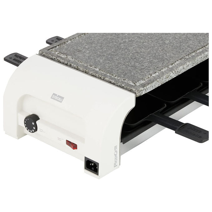 Stöckli Set PizzaGrill per 8 Persone Hot Stone Bianco per Mini Pizza Raclette e Grigliate