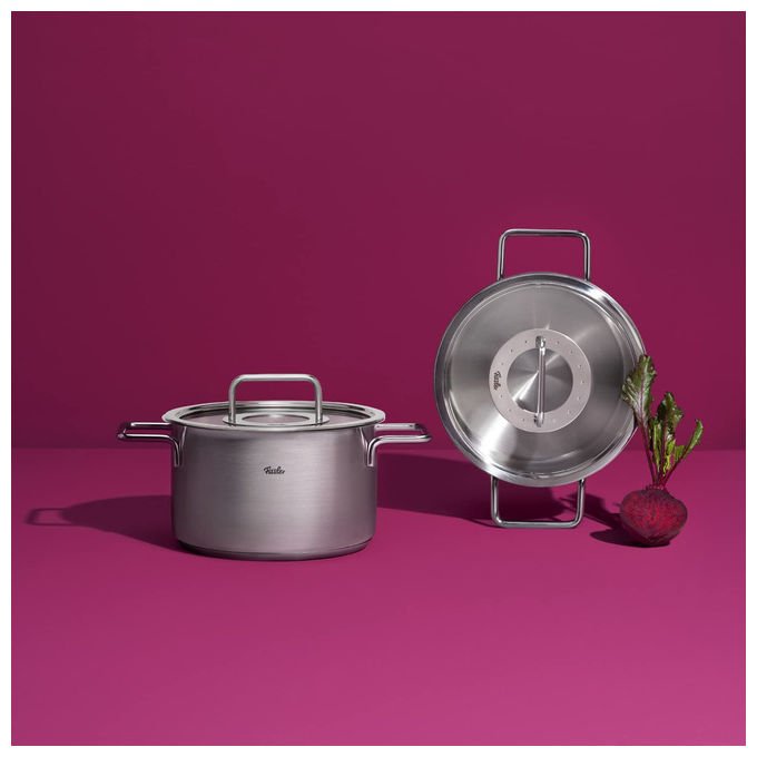 Fissler Pentola Alta con Coperchio Acciaio Inox 20 cm 3.6 L Pure Collection