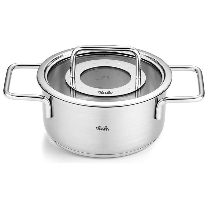 Fissler Set Pentole Acciaio Inox 4 Pezzi con Coperchi in Vetro Induzione