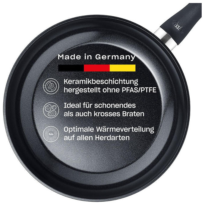 Fissler Padella Essential 28 cm Grigia in Alluminio Rivestimento Ceramico senza PFAS-PTFE Induzione