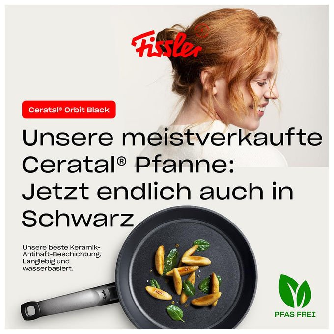 Fissler Ceratal Classic Orbit Black Padella in Alluminio con Rivestimento in Ceramica 28 cm Antiaderente Induzione