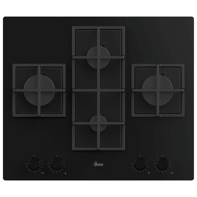 Hoover Piano Cottura Gas 60 cm 4 Fuochi Nero da Incasso H-HOB 500 GAS HVG6DC5B