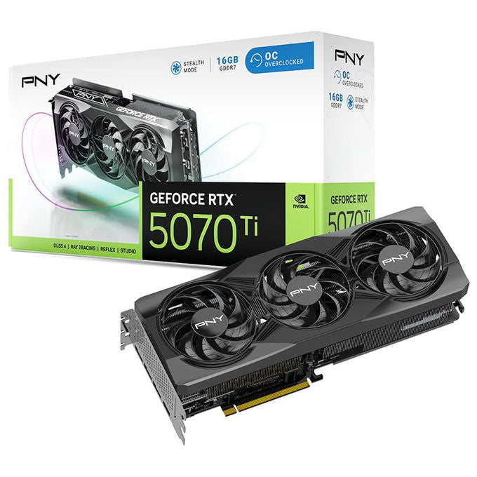 PNY GeForce RTX 5070 Ti Scheda Grafica 16GB GDDR7 OC Tripla Ventola DLSS 4