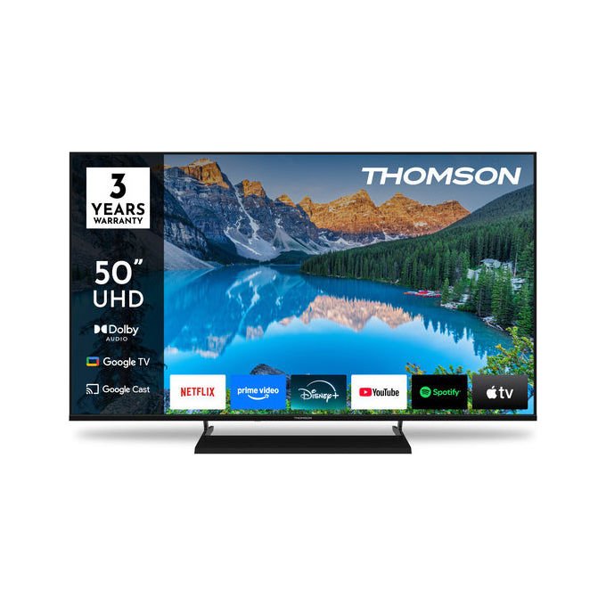Thomson smart tv 50 pollici, 4K Ultra HD, Google TV, Direct-LED, HDR10, Wi-Fi, Bluetooth 5.1, 3 HDMI 2.1, 50UG5X15, nero