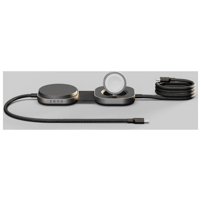 ZENS Cavo Ricarica Wireless Pro 3 USB-C MagSafe Qi2 15W iPhone AirPods Apple Watch Nero