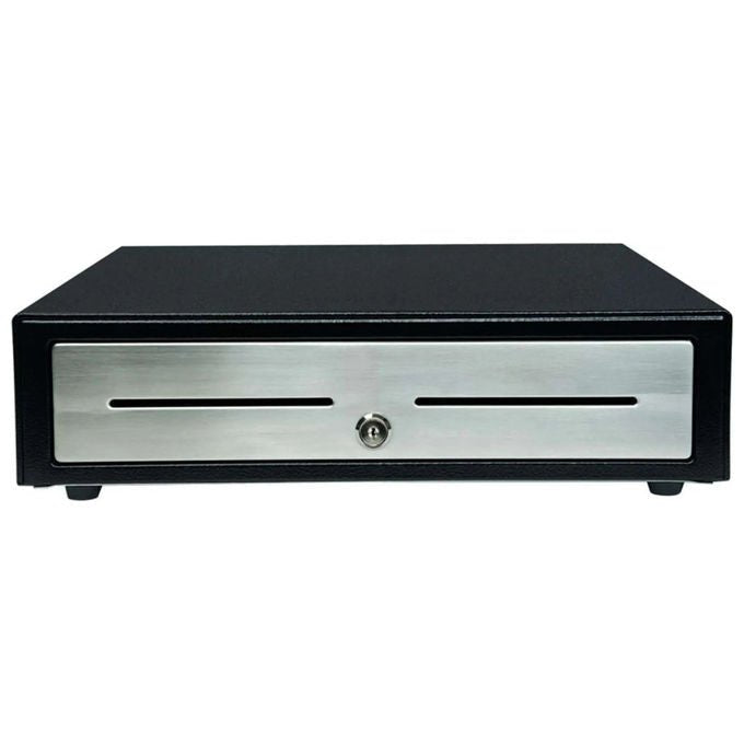 STAR Micronics Cassetto di Cassa Manuale Acciaio Inox Nero 4 Scomparti Banconote 8 Scomparti Monete