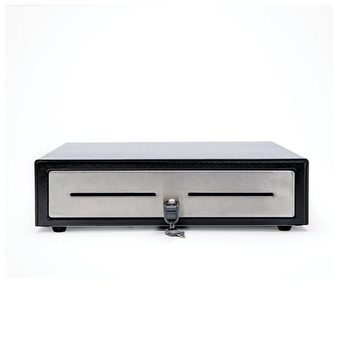 STAR Micronics Cassetto di Cassa Manuale Acciaio Inox Nero 4 Scomparti Banconote 8 Scomparti Monete