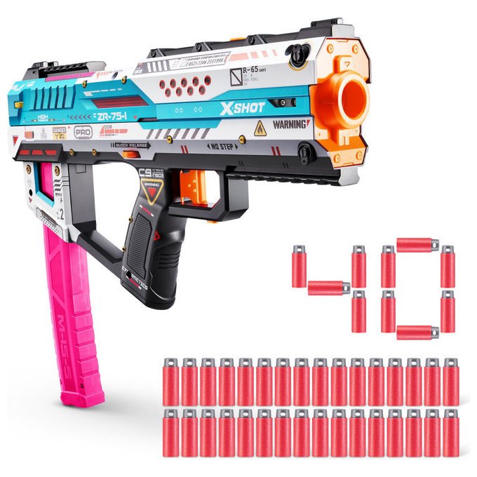 Zuru X-Shot Pro Series 1 Fury X, blaster giocattolo, slam fire action, 40 dardi Air Pocket, caricatore da 20, gittata 43 metri