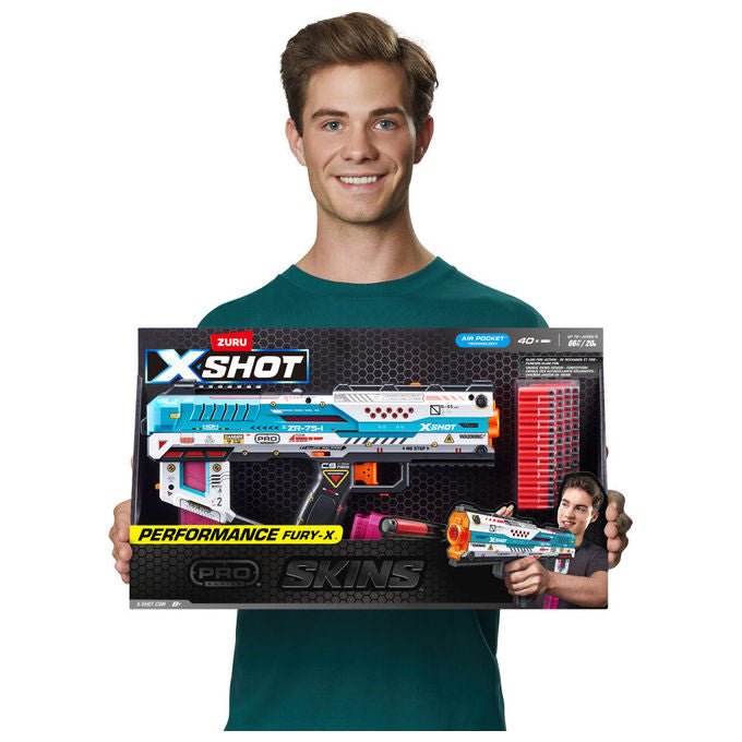 Zuru X-Shot Pro Series 1 Fury X, blaster giocattolo, slam fire action, 40 dardi Air Pocket, caricatore da 20, gittata 43 metri