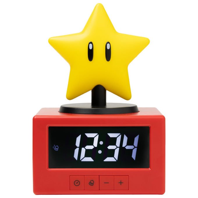 Paladone Sveglia Super Mario Super Star Icon con luce notturna Digitale Funzione snooze con tocco Merchandising ufficiale Nintendo