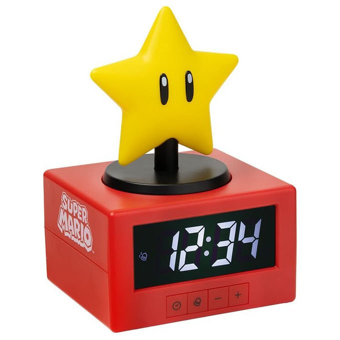 Paladone Sveglia Super Mario Super Star Icon con luce notturna Digitale Funzione snooze con tocco Merchandising ufficiale Nintendo