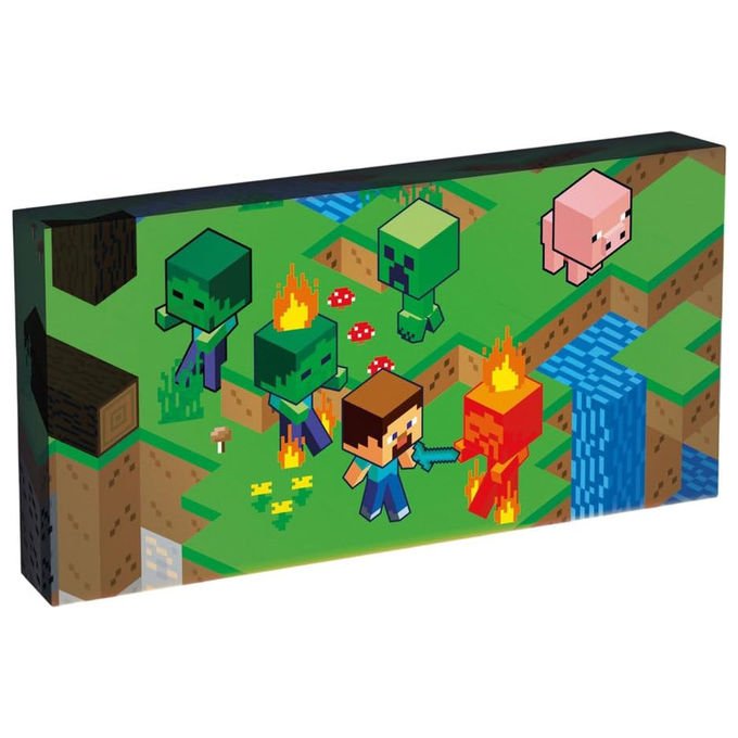 Minecraft, Tela Isometrica Illuminata, 30 cm x 15 cm, Stampa su Tela con LED - Yeppon