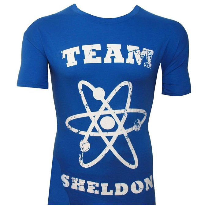 T-shirt The Big Bang Theory Team Sheldon, ufficiale con licenza, blu, 100% cotone, manica corta, taglia XXL