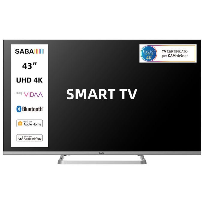 SABA SA43SM10VDA Smart TV 43'' Full HD Sistema VIDAA Triplo Tuner DVBT2-C-S2 Certificato TivuSAT
