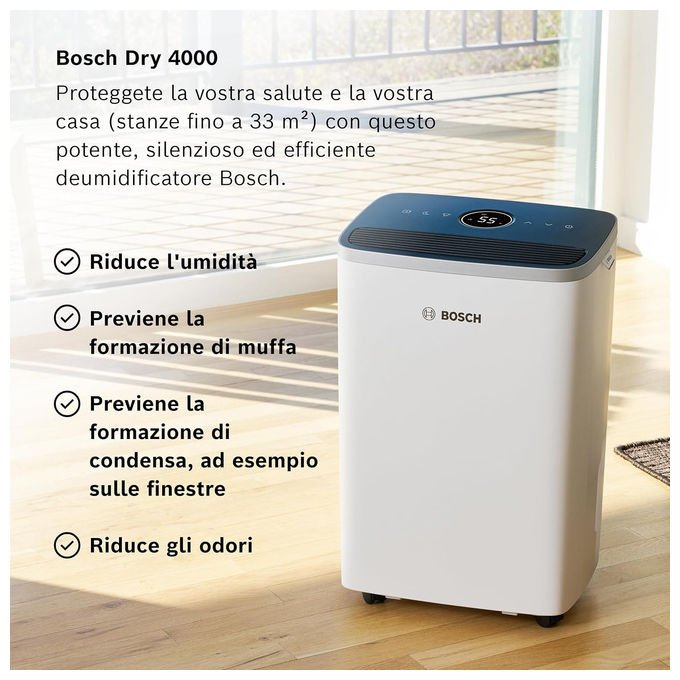 Bosch Deumidificatore 2.5 L 40 dB Adatto fino a 75 m³ Bianco