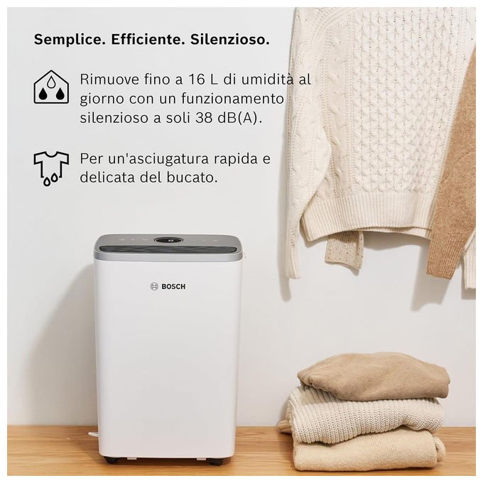 Bosch Deumidificatore 2.5 L 40 dB Adatto fino a 75 m³ Bianco