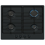 Bosch Serie 4 PGP6B6K80 Piano Cottura a Gas 60 cm 4 Fuochi Acciaio Nero