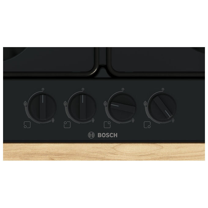 Bosch Serie 4 PGP6B6K80 Piano Cottura a Gas 60 cm 4 Fuochi Acciaio Nero