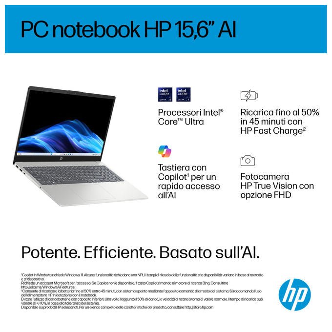 HP 15-fd2008nl Notebook Intel Core Ultra 5 225U 16 GB RAM 1 TB SSD Argento