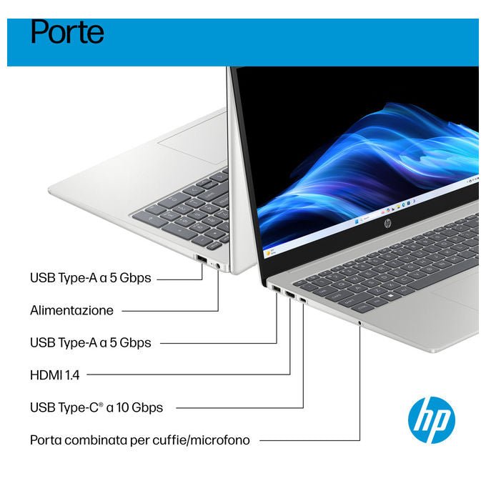 HP 15-fd2008nl Notebook Intel Core Ultra 5 225U 16 GB RAM 1 TB SSD Argento