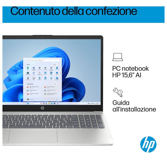 HP 15-fd2008nl Notebook Intel Core Ultra 5 225U 16 GB RAM 1 TB SSD Argento