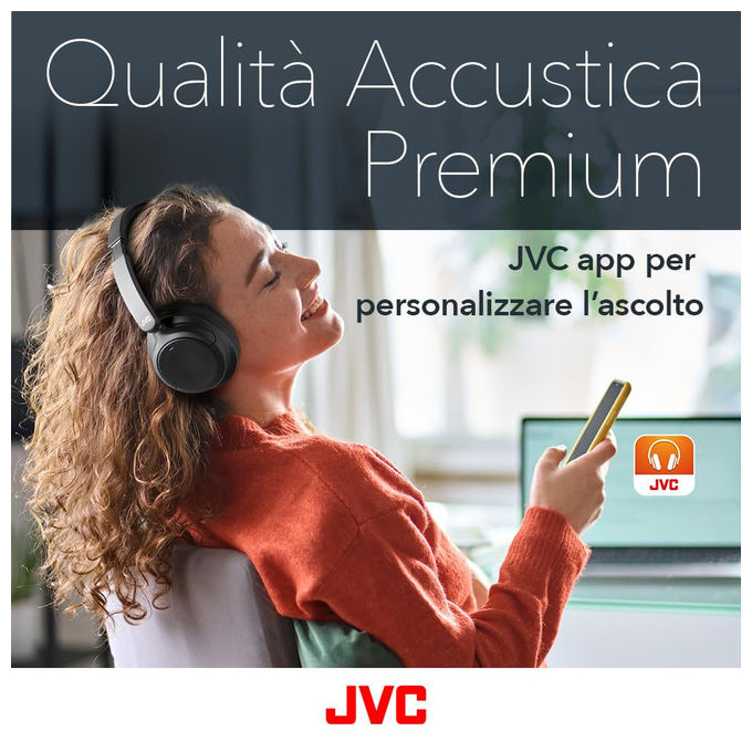 JVC, Cuffie Wireless con Cancellazione del Rumore, Bluetooth 5.3, 50 Ore, Nero