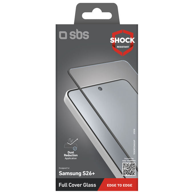 SBS Pellicola Proteggischermo Trasparente In Vetro Temperato Con Bordi in Silicone Neri Per Samsung S26+