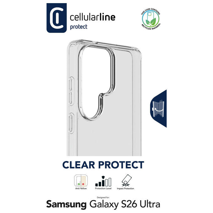 Cellularline, Clear Protect, Cover rigida trasparente per Samsung Galaxy S26 Ultra