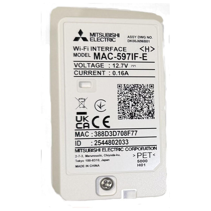 Mitsubishi Electric, Modulo Wi-Fi, per Climatizzatori MSZ-HR, Controllo Remoto con App Melcloud Home, Bianco
