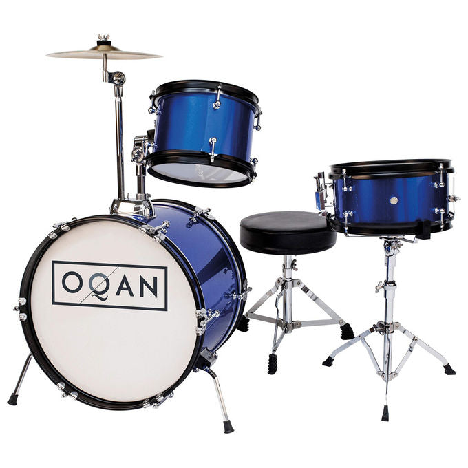 Oqan, Batteria per Bambini, QPA-3, Blue, Legno di Pioppo, Supporto per Scatola, Pedale Grancassa