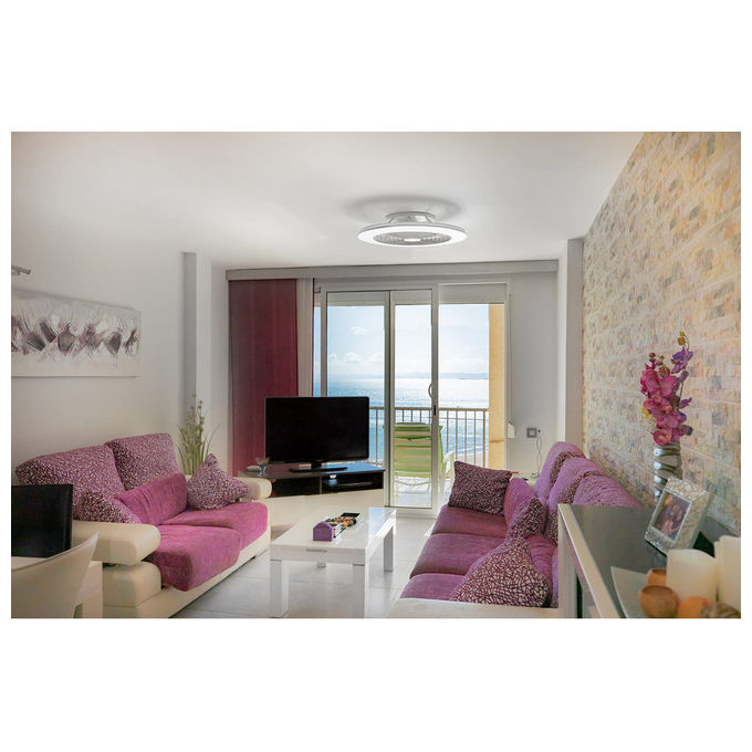 Mantra Iluminación Ventilatore da Soffitto e Plafoniera Alisio XL LED 95W Bianco Diametro 73.5cm