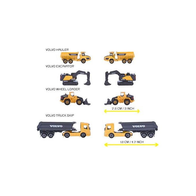 Majorette Volvo Construction Set 4 Veicoli da Cantiere in Metallo con Parti Mobili per Bambini 3+ Anni