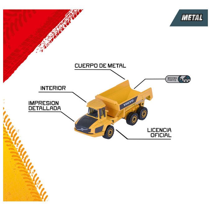 Majorette Volvo Construction Set 4 Veicoli da Cantiere in Metallo con Parti Mobili per Bambini 3+ Anni