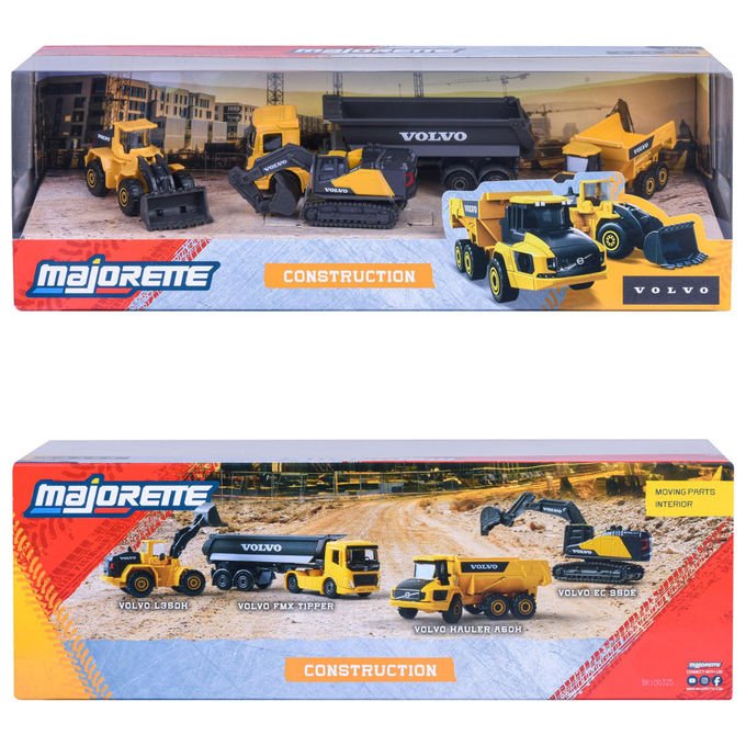 Majorette Volvo Construction Set 4 Veicoli da Cantiere in Metallo con Parti Mobili per Bambini 3+ Anni