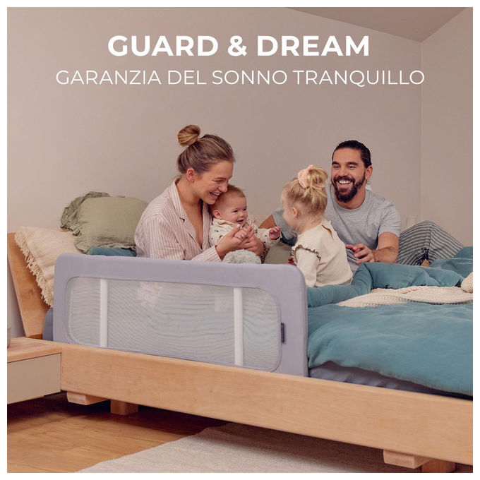Kinderkraft Sponda Letto Universale Guard and Dream Pieghevole Altezza Regolabile Grigio Chiaro