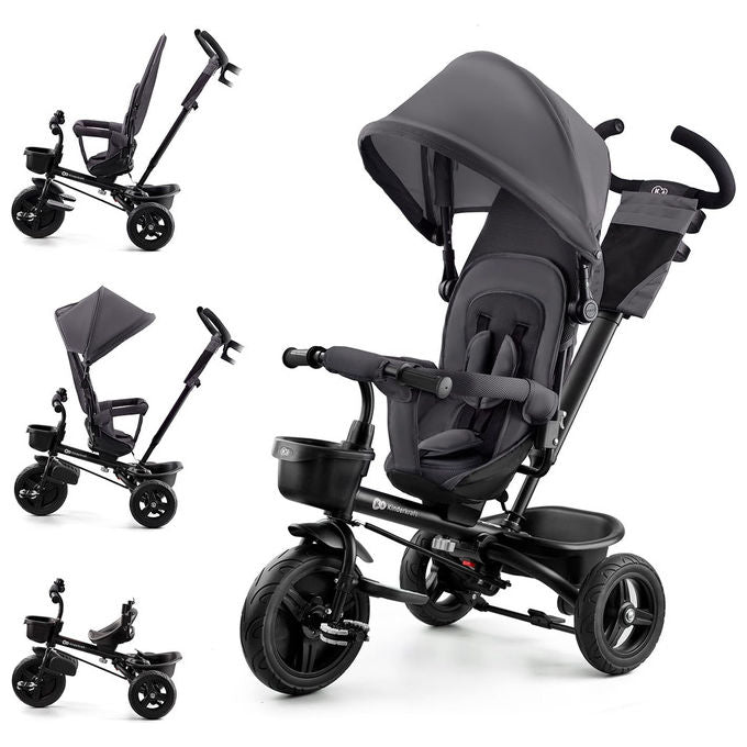 Kinderkraft Triciclo Aveo Evolutivo con Maniglione Regolabile Sedile Girevole Grigio Malachite
