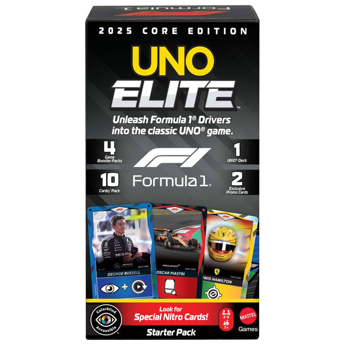 Mattel Games Uno Elite Formula 1 Gioco di Carte Carte Azione Elite 7+ Anni