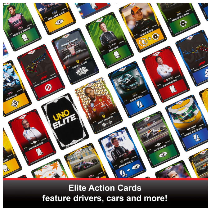 Mattel Games Uno Elite Formula 1 Gioco di Carte Carte Azione Elite 7+ Anni
