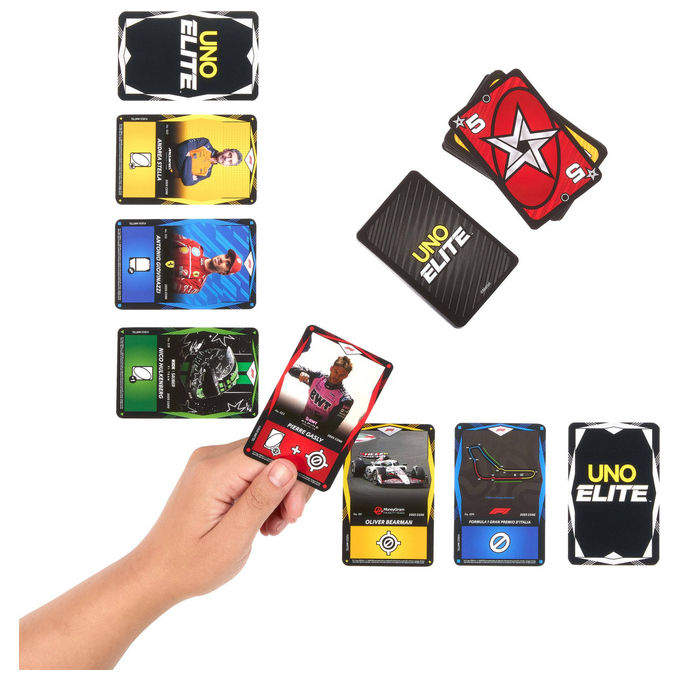 Mattel Games Uno Elite Formula 1 Gioco di Carte Carte Azione Elite 7+ Anni