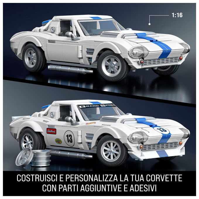 Mattel Brick Shop Set da Costruire Corvette Grand Sport 918 Pezzi Dettagli Realistici