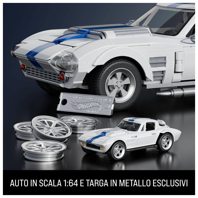 Mattel Brick Shop Set da Costruire Corvette Grand Sport 918 Pezzi Dettagli Realistici