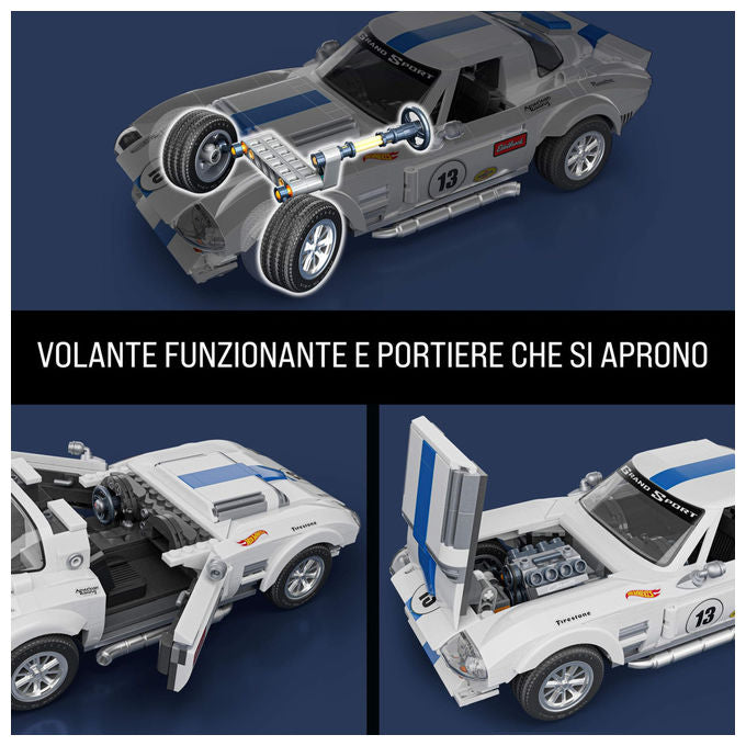 Mattel Brick Shop Set da Costruire Corvette Grand Sport 918 Pezzi Dettagli Realistici