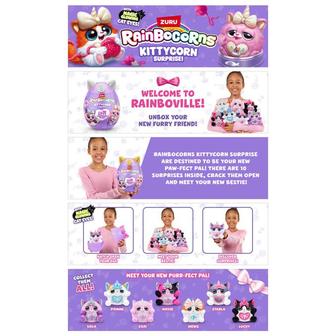 ZURU Rainbocorns Gatto Giocattolo Peluche Colori Assortiti 9279