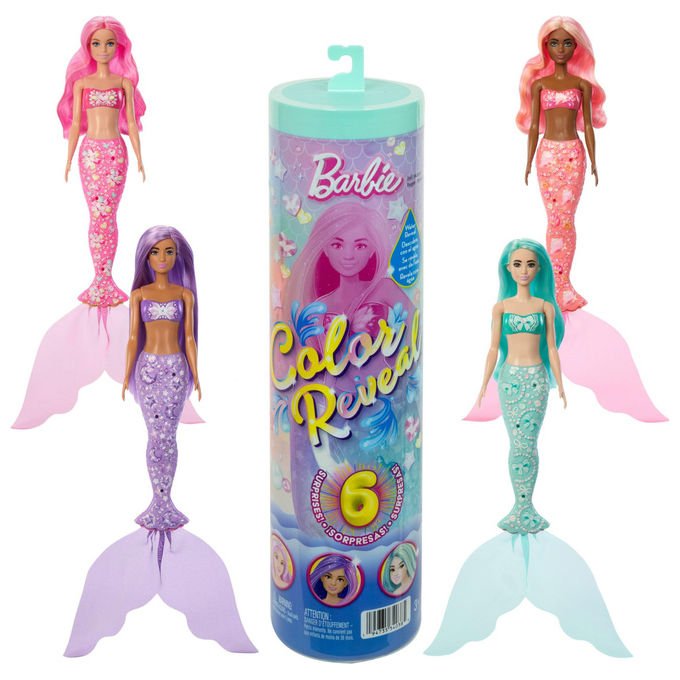 Barbie Bambola Sirena Color Reveal Tesori del Mare con Accessori e Cambio Colore