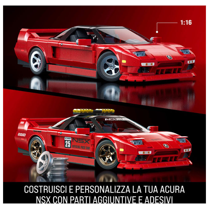 Mattel Brick Shop Acura NSX Anni '90 Set Costruzioni 876 Pezzi Auto Personalizzabile