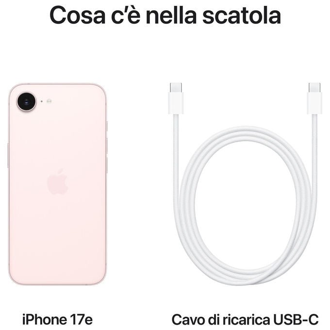Apple MHRX4QL-A iPhone 17e Smartphone 256GB Display 6,1'' OLED chip A19 Fotocamera 48MP 5G MagSafe colore Rosa Cipria