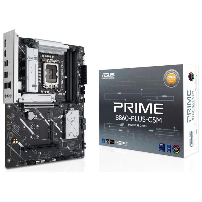 ASUS Scheda Madre ATX Intel B860-PLUS-CSM 8+1+1+1 Fasi Alimentazione DDR5 PCIe 5.0 3 Slot M.2 Ethernet 2.5 GB Nera