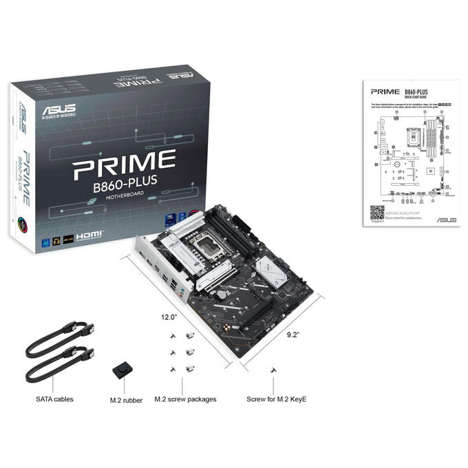 ASUS Scheda Madre ATX Intel B860-PLUS-CSM 8+1+1+1 Fasi Alimentazione DDR5 PCIe 5.0 3 Slot M.2 Ethernet 2.5 GB Nera