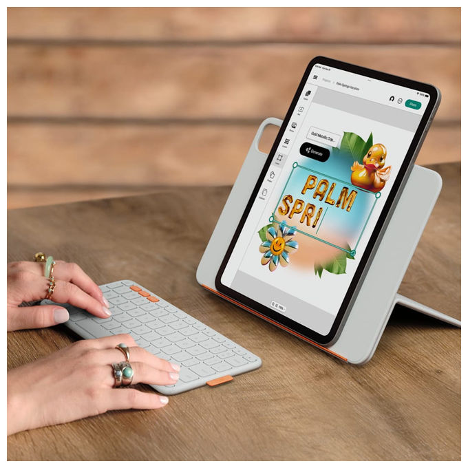 Logitech Flip Folio Custodia con Tastiera QWERTY Italiano Bluetooth Grigio Chiaro